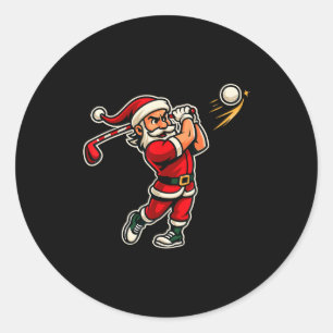 Golfer Santa Christmas Golf Shirt Men Kids Boys Go Classic Round Sticker