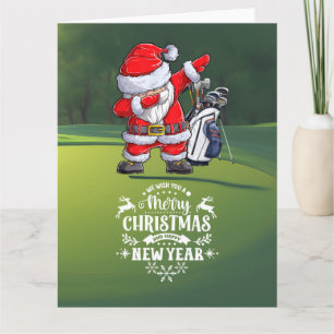 Golfer Santa Claus Dabbing on Course Christmas  Card
