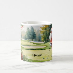 Golfer Santa Claus golfing at course Christmas Coffee Mug