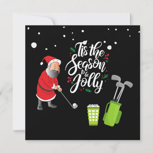 Golfer Santa Claus golfing ball snowing Christmas  (Front)