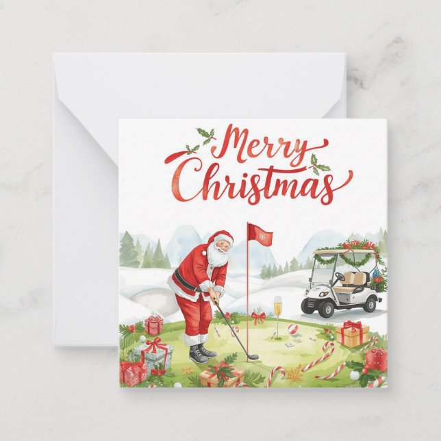 Golfer Santa Claus Golfing Christmas Holiday  Card (Front)