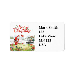 Golfer Santa Claus Golfing Christmas Holiday  Label