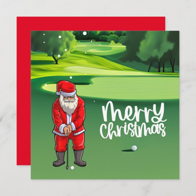 Golfer Santa Claus golfing on green on Christmas (Front/Back)