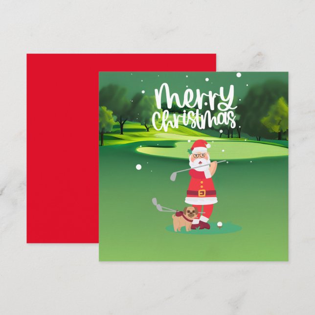 Golfer Santa Claus golfing on green on Christmas (Front/Back)