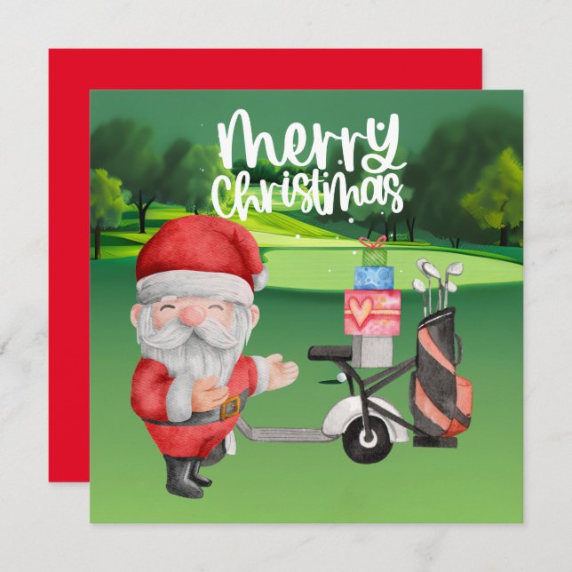 Golfer Santa Claus golfing on green on Christmas (Front/Back)