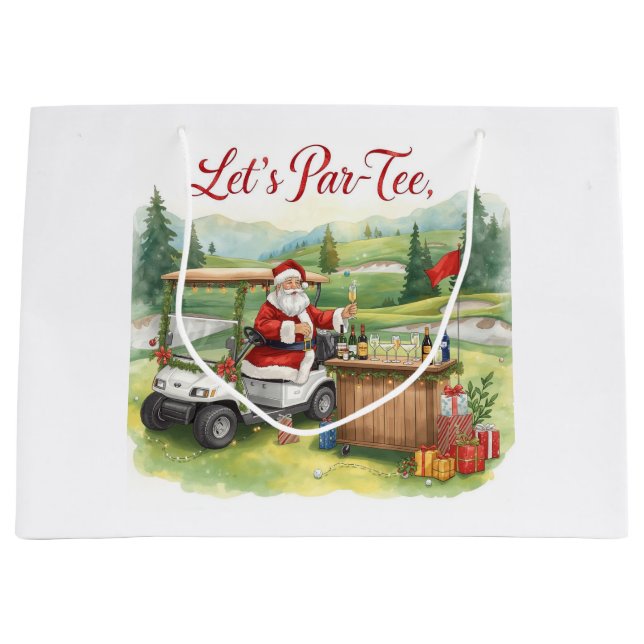 Golfer Santa Claus on Golf Course Christmas  Large Gift Bag (Front)