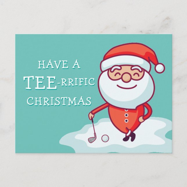 Golfer Santa Claus Postcard (Front)