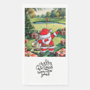 Golfer Santa Cluas Dabbing Golf Christmas Party Napkin