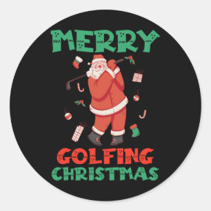 Golfer Santa Golf Player Xmas Golfing Funny Christ Classic Round Sticker