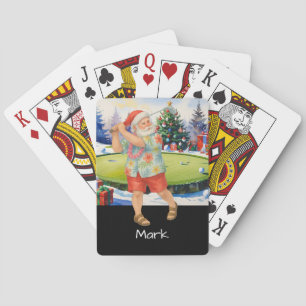 Golfer Santa is golfing wears Hawaii Shirt Playing Cards