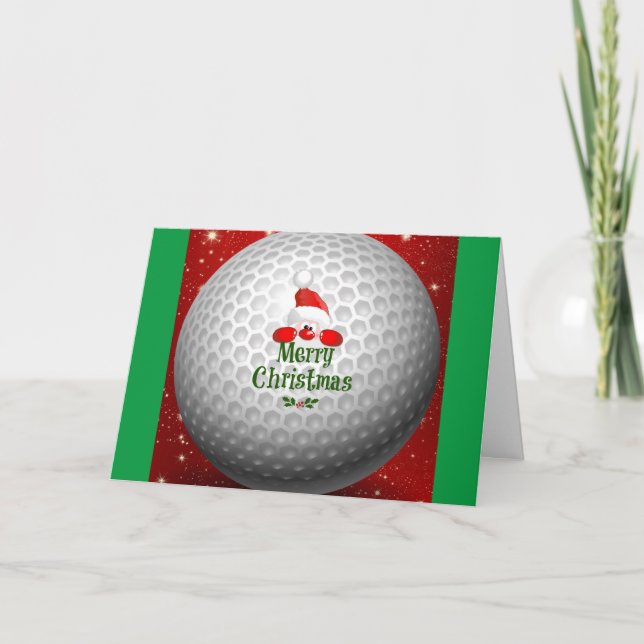 Golfer Santa, 'Merry Christmas' greetings Card (Front)