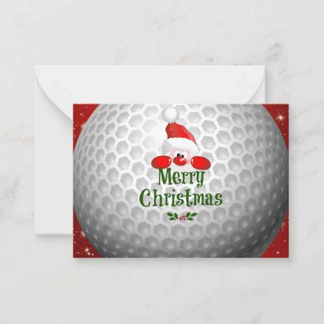 Golfer Santa, 'Merry Christmas' greetings Card (Front)