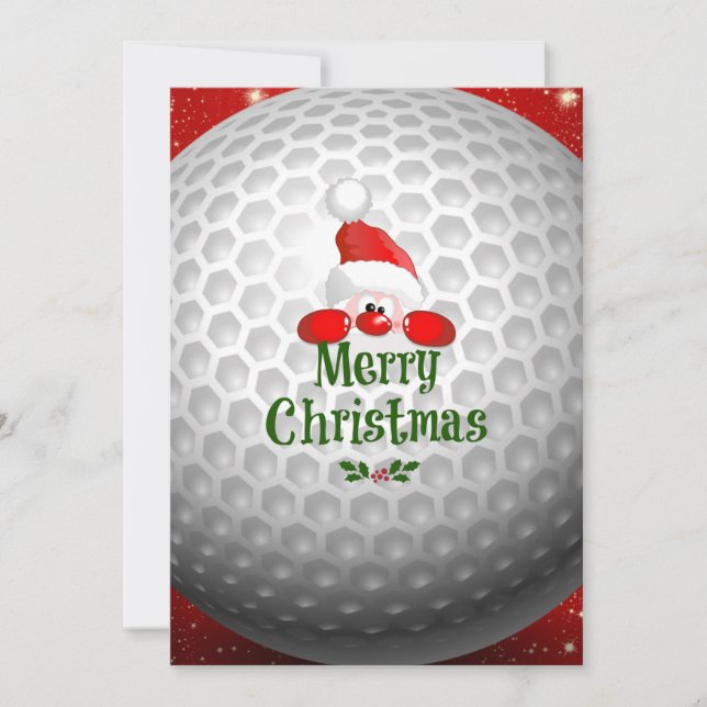 Golfer Santa, 'Merry Christmas' greetings Card (Front)
