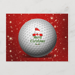 Golfer Santa, Merry Christmas Holiday Postcard