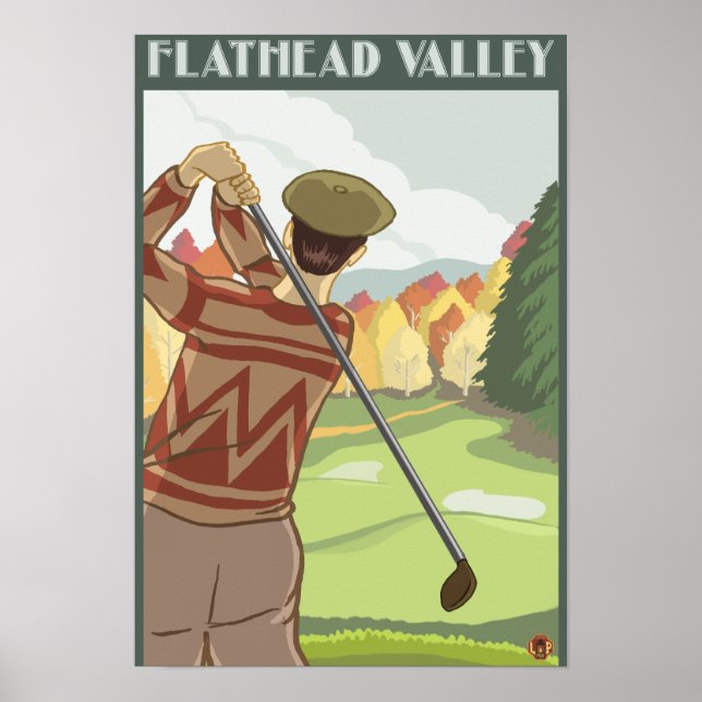 Golfer Scene - Flathead lake, Montana Poster (Front)