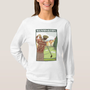 Golfer SceneWashingtonVintage Travel Poster T-Shirt