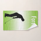 Golfer Silhouette Green Golf Hand Towel