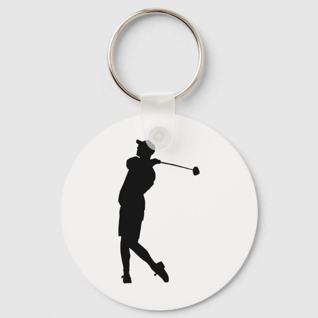 Golfer Silhouette Key Ring (Front)