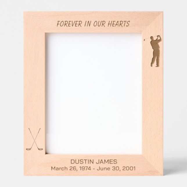 Golfer Silhouette Memorial Etched Frames (Front)