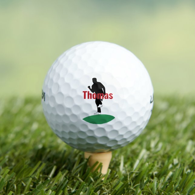 Golfer Silhouette On The Green Custom Golf Balls (Insitu Tee)