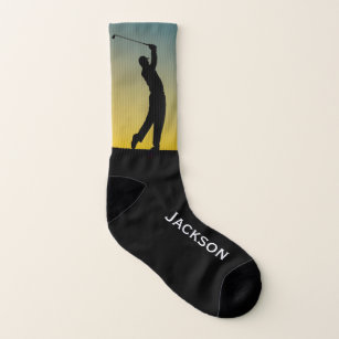 Golfer Silhouetted at Sunset Socks