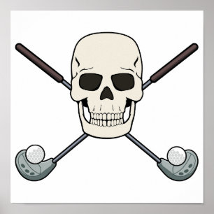 GOLFER SKULL Jolly Roger Design Downloadable Poster