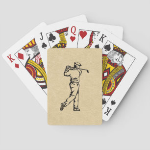 Golfer Sport Design Leather Look Playing Cards