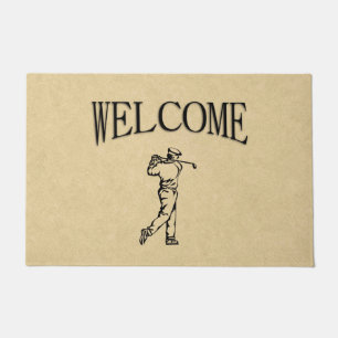 Golfer Sport Design Leather Welcome Doormat