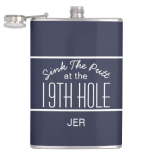 Golfer Sport Golf Course Quote Classic Fun Blue Hip Flask