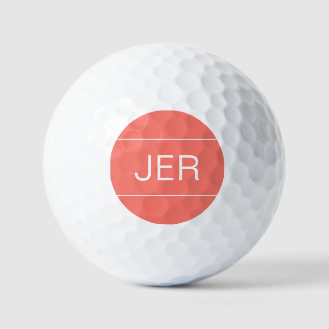 Golfer Sports Equipment Monogrammed Initials Coral Golf Balls (Front)