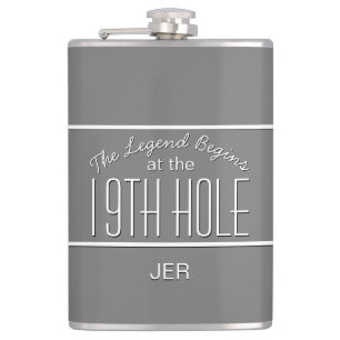 Golfer Sports Pro Classic Monogram Game Grey Funny Hip Flask