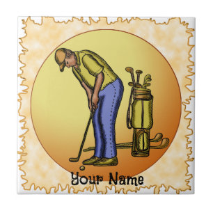 Golfer Sun Man  Ceramic Tile