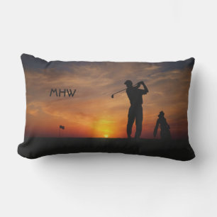 Golfer Sunset custom monogram throw pillows