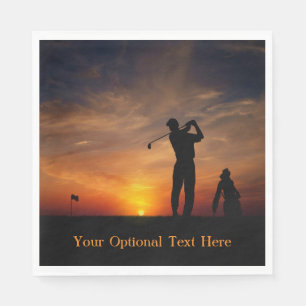 Golfer Sunset custom text paper napkins