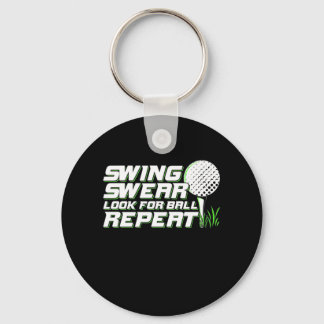 Golfer Swing Sweat Look For Ball Key Ring