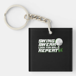 Golfer Swing Sweat Look For Ball Key Ring