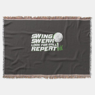 Golfer Swing Sweat Look For Ball Throw Blanket