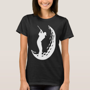 Golfer Swinging Golf Club in Golf Ball Silhouette T-Shirt