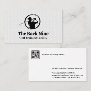 Golfer Swinging Logo   Golf Ball Pattern Business Card