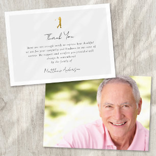 Golfer Sympathy Funeral Photo Thank You Card