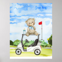 Golfer Teddy Bear on Golf Cart for Baby BOY 