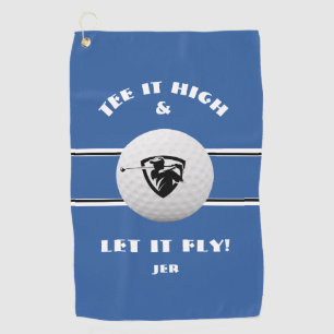 Golfer Tee It High Monogrammed Blue Sports Player Golf Towel