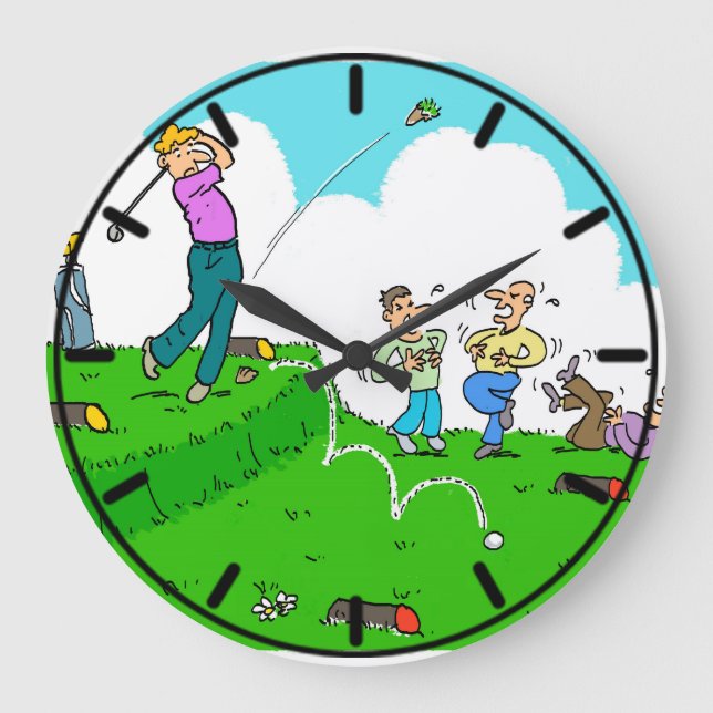 Golfer Tees-Off, But Not Successfully. Large Clock (Front)