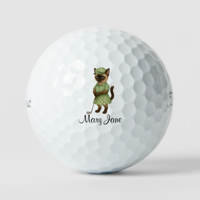 Golfer themed Woman Bachelorette Bride Cat Lovers Golf Balls (Front)