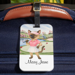 Golfer themed Woman Bachelorette Bride Cat Lovers Luggage Tag