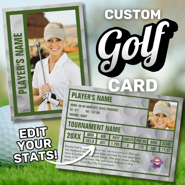 Golfer Trading Card | Tournament Souvenir | Green (Custom golf trading card souvenir. Edit your tournament stats.)