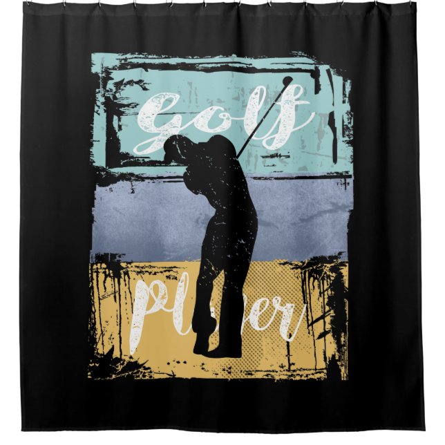 Golfer Vintage Retro Style Golf Shower Curtain (Front)