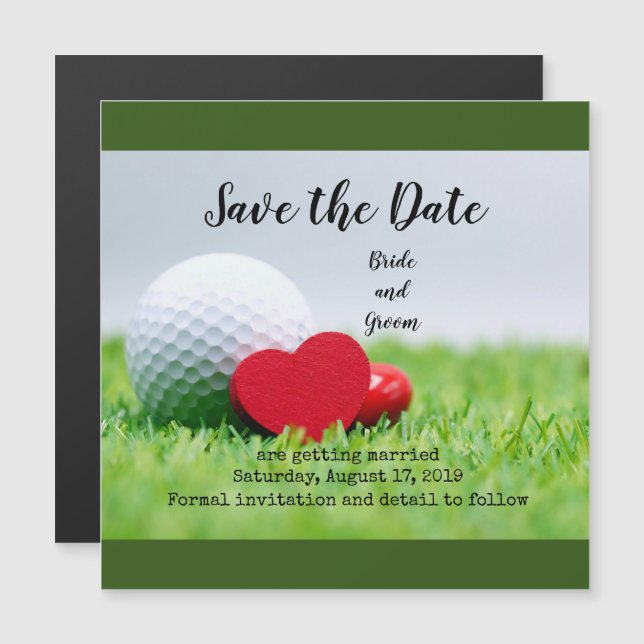 Golfer Wedding Invitation with love and golf ball (Front/Back)