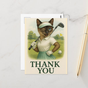 Golfer woman in the golf course Thank You  Postcard