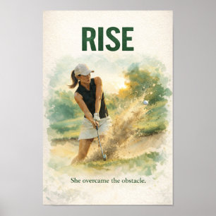 Golfer woman is playing golf poster